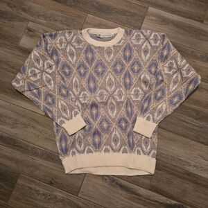 Vintage 90s JJ Cochran Knit Sweater Patterned Geometric